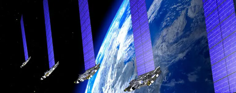 Satellite Train Orbiting Earth