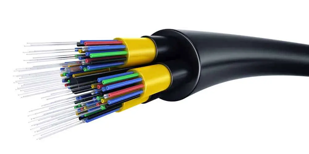 Fiber optic cable on a white background