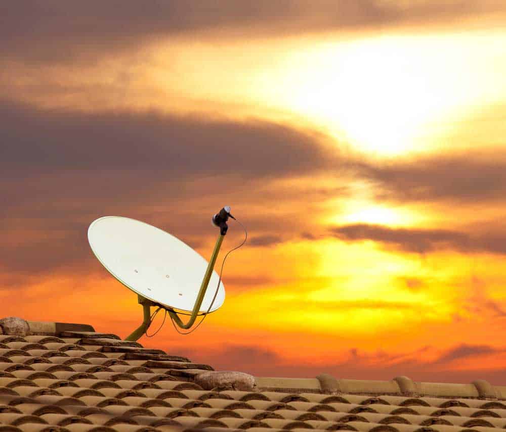 Satellite dish was installed between roof shingles