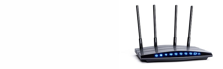 A black modern wireless WiFi router
