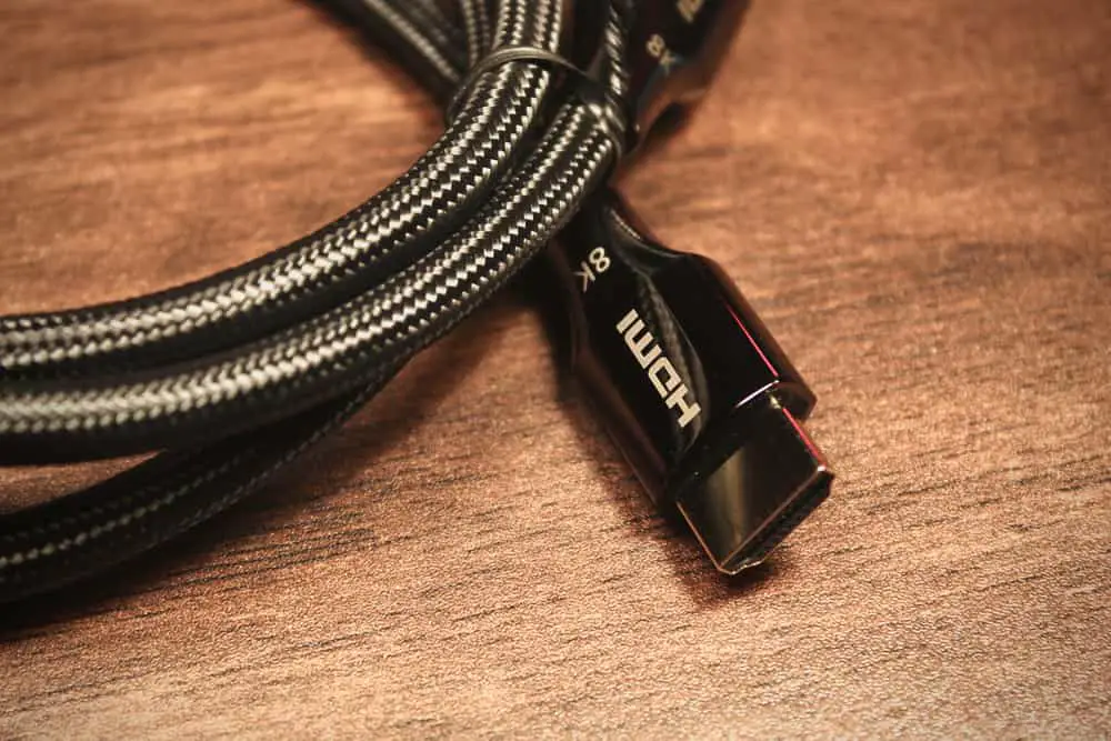 A braided gold-plated HDMI cable